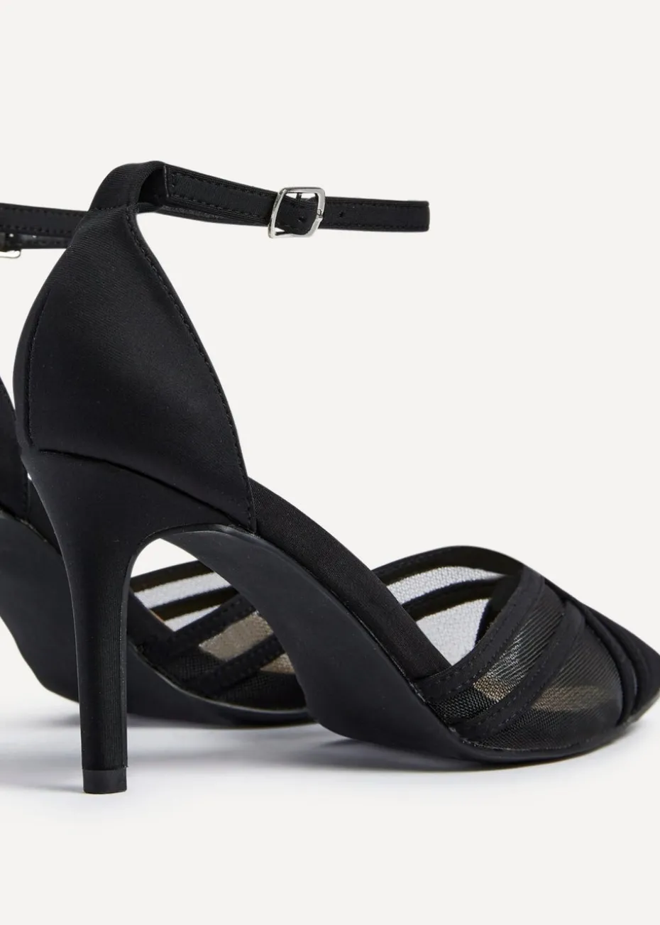 Linzi Siobhan Black Mesh Closed Back Court Heel