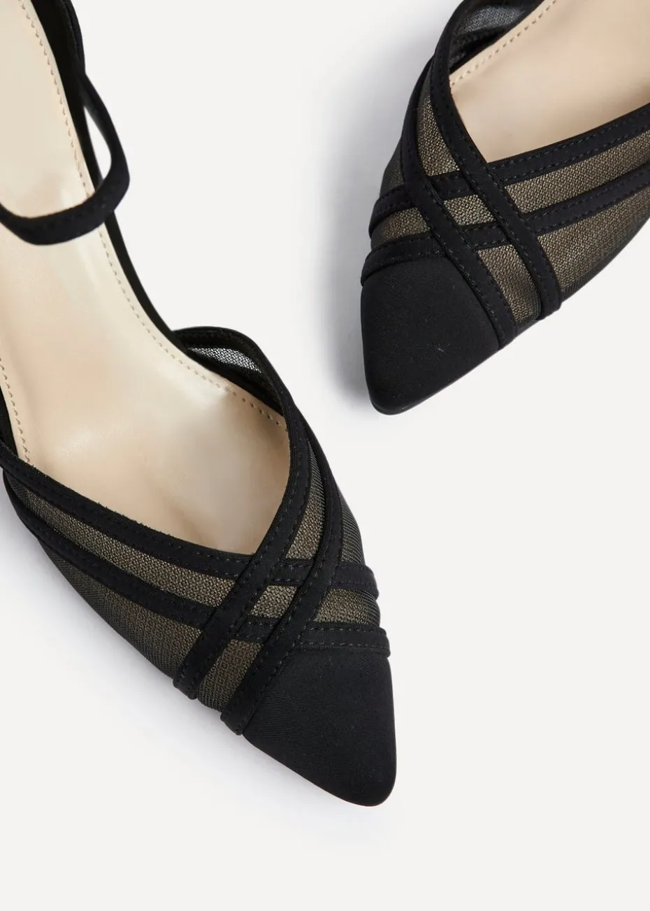 Linzi Siobhan Black Mesh Closed Back Court Heel