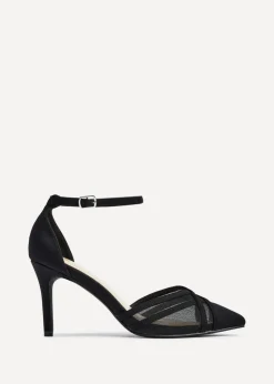 Linzi Siobhan Black Mesh Closed Back Court Heel