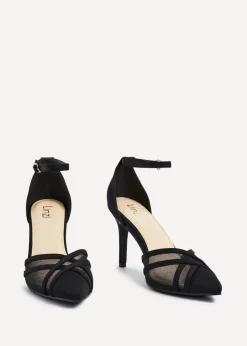 Linzi Siobhan Black Mesh Closed Back Court Heel