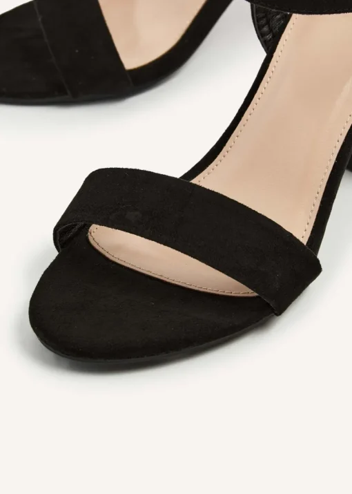 Linzi Skyline Black Faux Suede Open Back Barely There Block Heeled Sandal