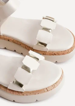 Linzi Stride Sand Faux Leather Flatform Sandal