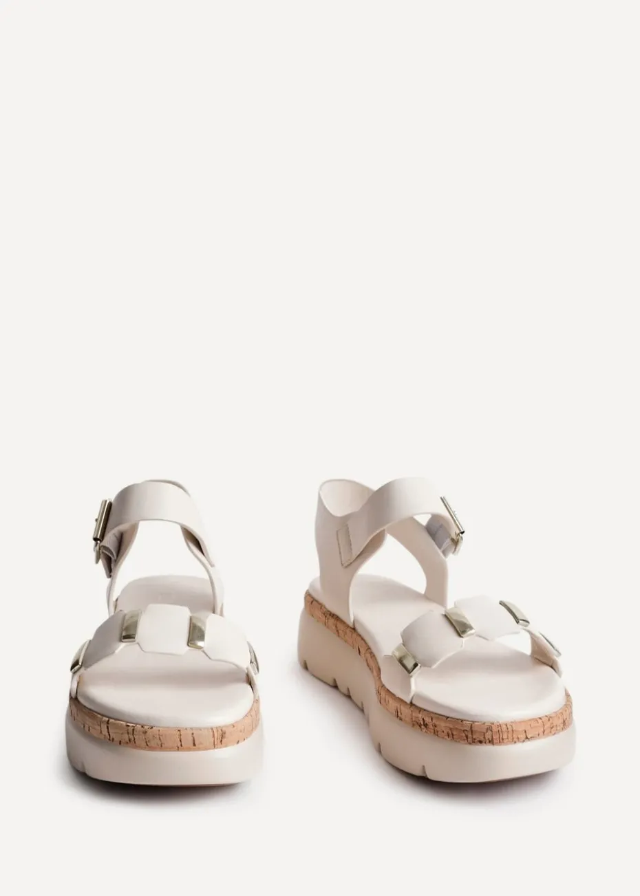 Linzi Stride Sand Faux Leather Flatform Sandal