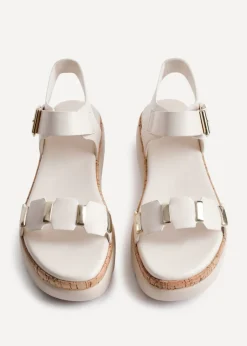 Linzi Stride Sand Faux Leather Flatform Sandal