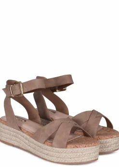 Linzi Sultry Taupe Faux Nubuck Cork Flatform Sandal