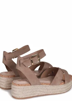 Linzi Sultry Taupe Faux Nubuck Cork Flatform Sandal