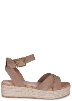Linzi Sultry Taupe Faux Nubuck Cork Flatform Sandal