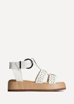 Linzi Sunkissed White Faux Leather Gladiator Flatform Sandal