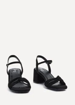 Linzi Susanna Black Faux Suede Block Heeled Sandal