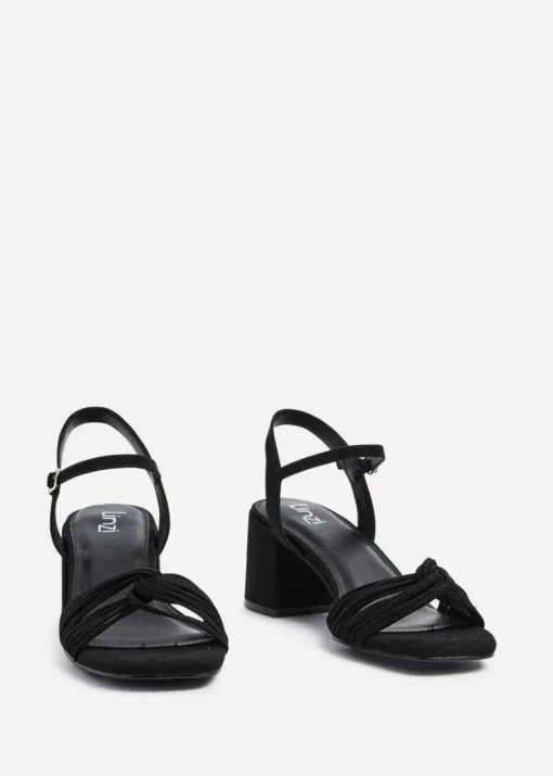 Linzi Susanna Black Faux Suede Block Heeled Sandal