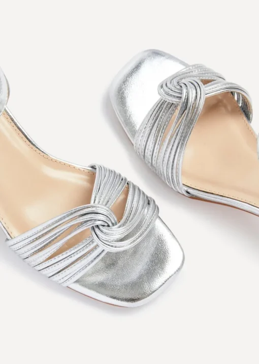 Linzi Susanna Silver Faux Leather Block Heeled Sandal
