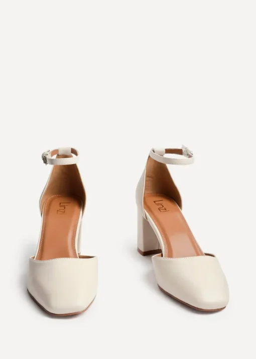 Linzi Sydney Sand Faux Leather Square Toe Court Heel