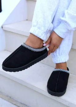 Linzi Tammy Black Suede Slipper