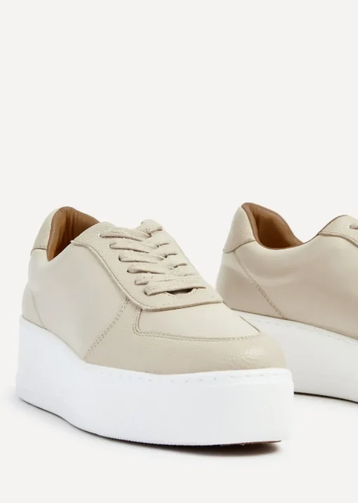 Linzi Twiggy Sand Faux Leather Platform Trainer