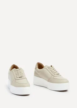 Linzi Twiggy Sand Faux Leather Platform Trainer