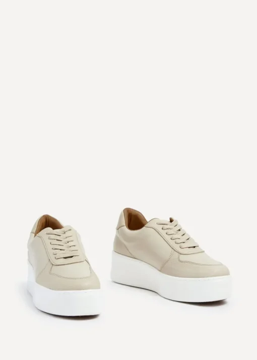Linzi Twiggy Sand Faux Leather Platform Trainer