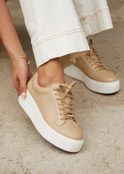 Linzi Twyla Mocha Faux Leather Platform Trainer