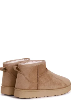 Linzi Ultra Mini Addy Chestnut Faux Suede Faux Fur Lined