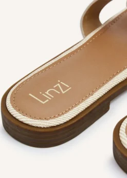 Linzi Vida Ivory Canvas Flat Sandal