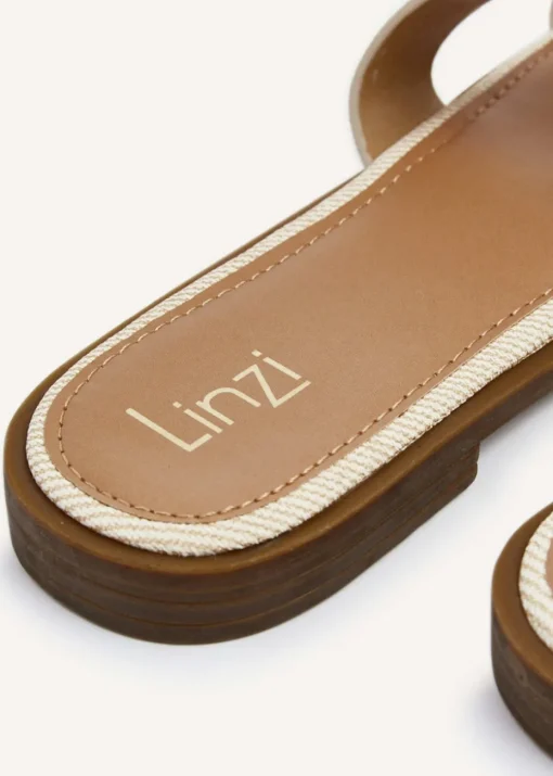 Linzi Vida Ivory Canvas Flat Sandal