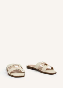 Linzi Vida Ivory Canvas Flat Sandal