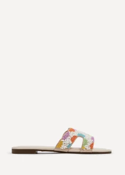Linzi Zahara Nude Faux Leather Embellished Slider Sandal