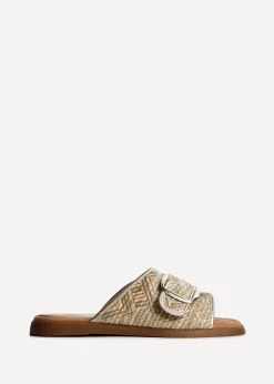 Linzi Zuma Gold Woven Flat Slider Sandal