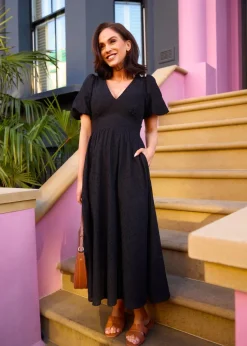 Little Mistress Black Broderie Midi Dress by Vicky Pattison