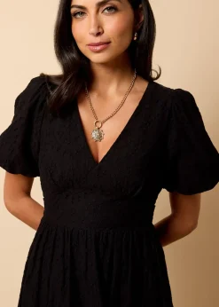 Little Mistress Black Broderie Midi Dress by Vicky Pattison