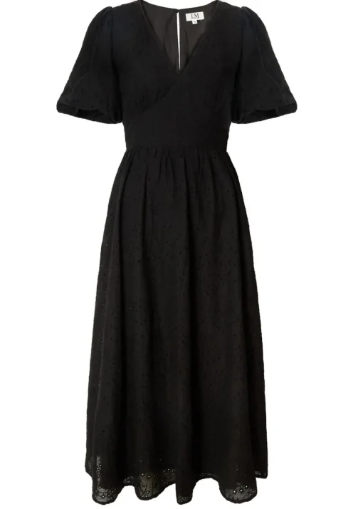 Little Mistress Black Broderie Midi Dress by Vicky Pattison