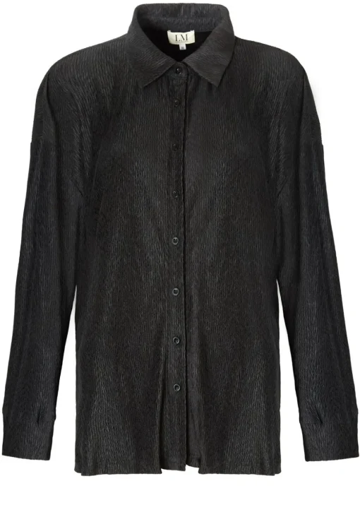 Little Mistress Black Co Ord Plisse Shirt by Vicky Pattison