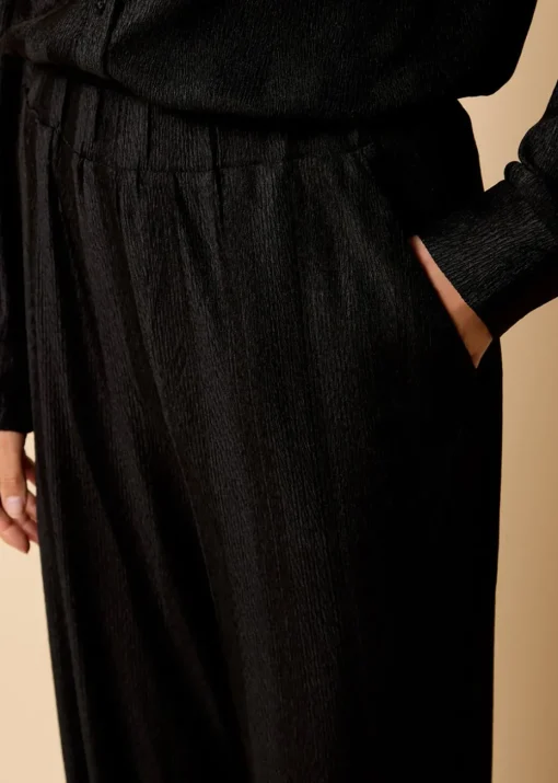 Little Mistress Black Co Ord Plisse Trousers by Vicky Pattison