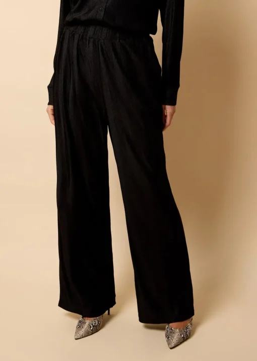 Little Mistress Black Co Ord Plisse Trousers by Vicky Pattison
