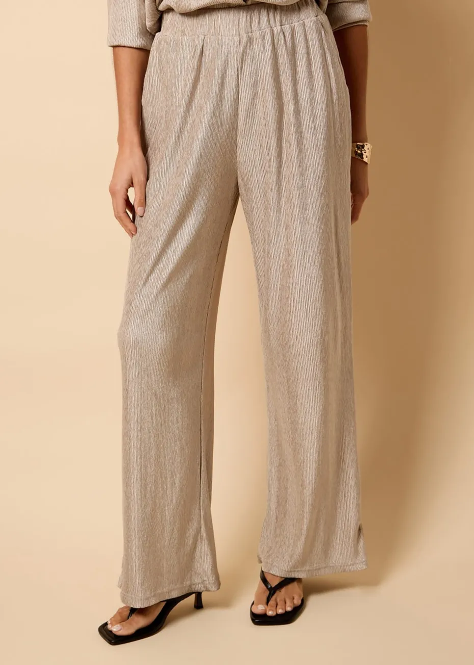 Little Mistress Oyster Co Ord Plisse Trousers by Vicky Pattison