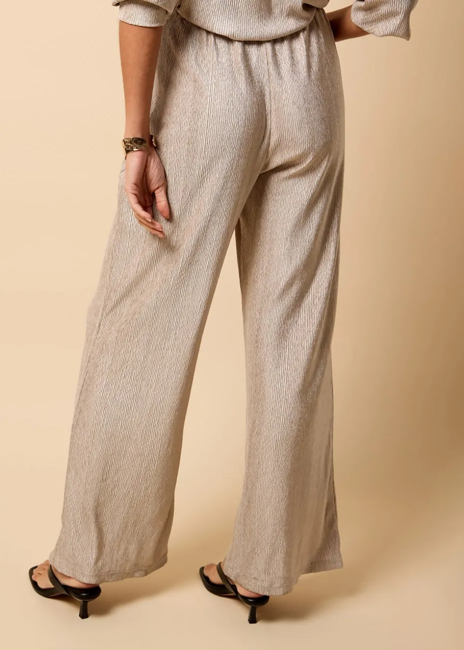 Little Mistress Oyster Co Ord Plisse Trousers by Vicky Pattison