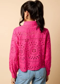 Little Mistress Pink Broderie Shirt by Vicky Pattison