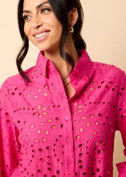 Little Mistress Pink Broderie Shirt by Vicky Pattison