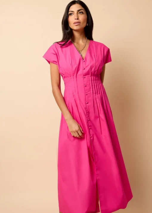 Little Mistress Pink Cotton Midaxi Dress by Vicky Pattison