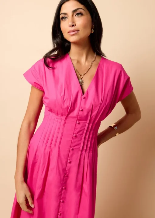 Little Mistress Pink Cotton Midaxi Dress by Vicky Pattison
