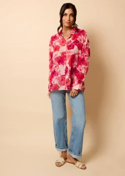 Little Mistress Red Floral Print Chiffon Shirt by Vicky Pattison