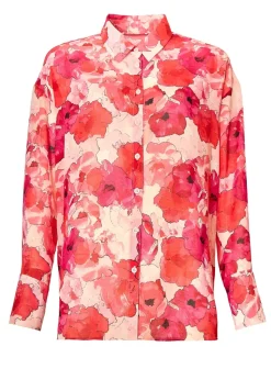 Little Mistress Red Floral Print Chiffon Shirt by Vicky Pattison