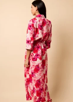 Little Mistress Red Floral Maxi Shirt Dress by Vicky Pattison