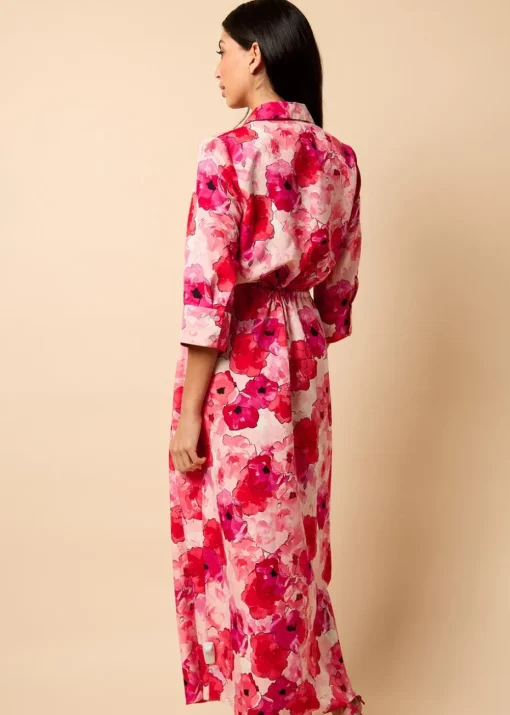 Little Mistress Red Floral Maxi Shirt Dress by Vicky Pattison