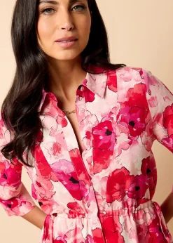 Little Mistress Red Floral Maxi Shirt Dress by Vicky Pattison