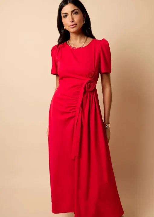 Little Mistress Red Rosette Midaxi Dress by Vicky Pattison
