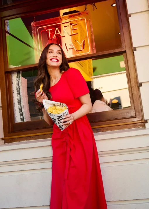 Little Mistress Red Rosette Midaxi Dress by Vicky Pattison