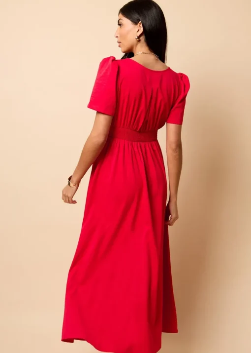 Little Mistress Red Rosette Midaxi Dress by Vicky Pattison