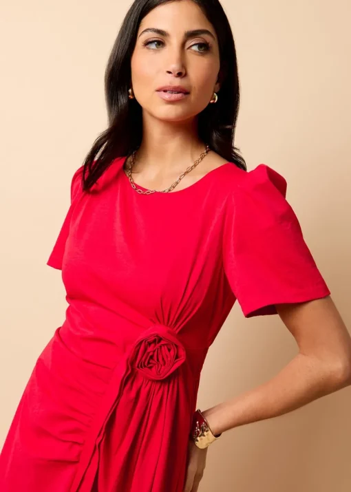 Little Mistress Red Rosette Midaxi Dress by Vicky Pattison