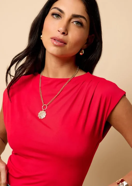 Little Mistress Red Ruched Top by Vicky Pattison