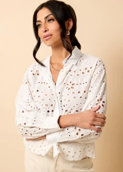 Little Mistress White Broderie Shirt by Vicky Pattison